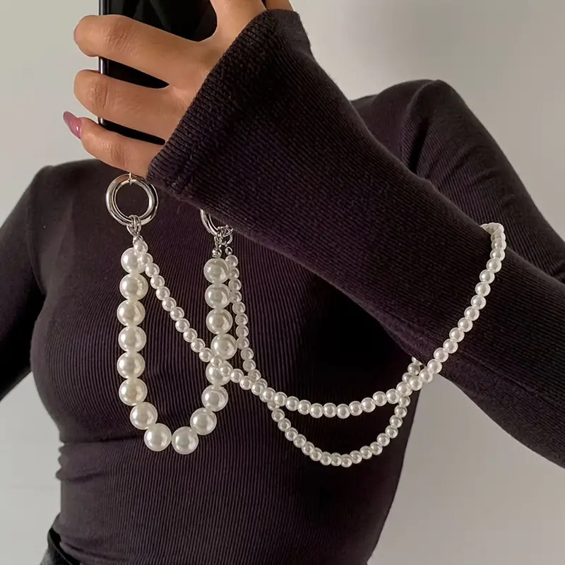 Crossbody Lanyard Neck Strap Case - Double Pearl Woven Mobile Phone Lanyard