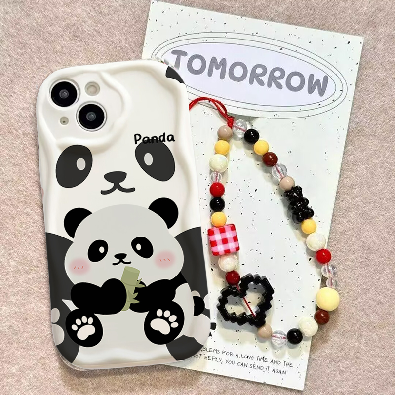 Cute Panda Wrist Strap Case Fo - огляд і ціна Cute Cartoon Wrist Strap Silicone Case