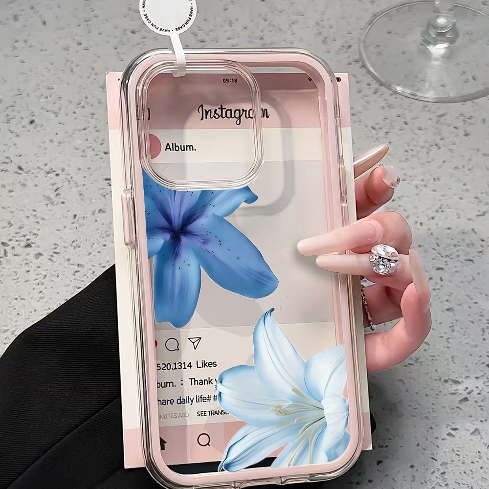 Blue Lily Flower Clear Phone C - огляд і ціна Clear Shockproof Bumper Case