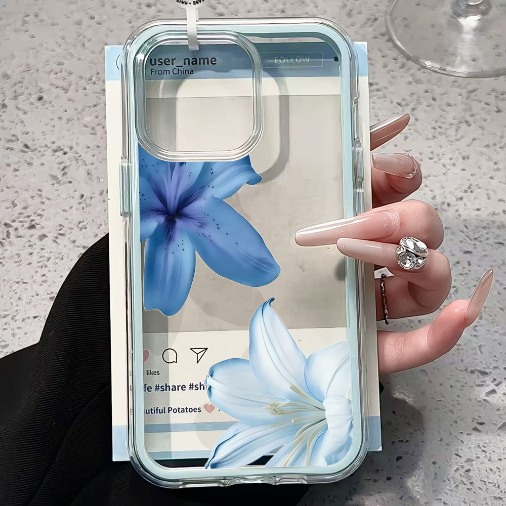 Blue Lily Flower Clear Phone C - огляд і ціна Clear Shockproof Bumper Case