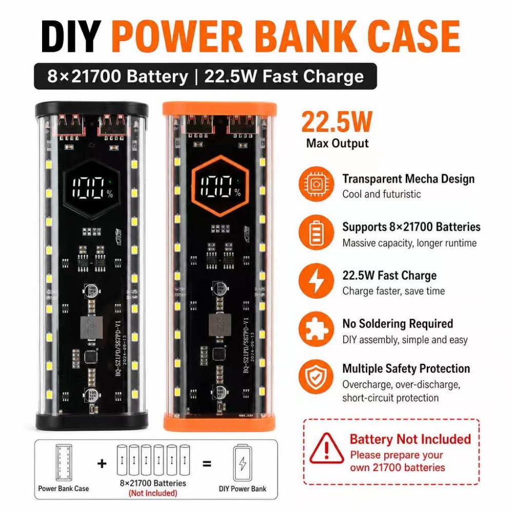 8*21700 Battery Case 22.5W Fas - огляд і ціна Power Banks